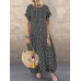 Women Polka Dot Print O-neck Short Sleeve Maxi Dress