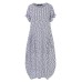 Women Polka Dot Print O-neck Short Sleeve Maxi Dress