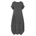 Women Polka Dot Print O-neck Short Sleeve Maxi Dress