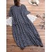 Women Polka Dot Print O-neck Short Sleeve Maxi Dress