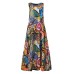 Women Retro O-neck Floral Print Sleeveless Maxi Dress