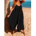 Women Sleeveless Straps Loose Solid Wide Leg Jumpsuits