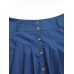 Women Solid Color Bottom Front Loose Casual Long Skirt With Pocket