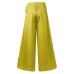 Women Solid Color Bowknot Pleated Loose Casual Wide Leg Pants