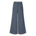 Women Solid Color Side Button Elastic Waist Loose Casual Wide Leg Pants With Pocket