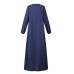 Women Solid Denim Button Down Elastic Cuffs Kaftan Loose Maxi Dresses