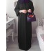 Women Vintage Solid Color Loose Casual Cardigan Abaya Kaftan Long Sleeve Robe