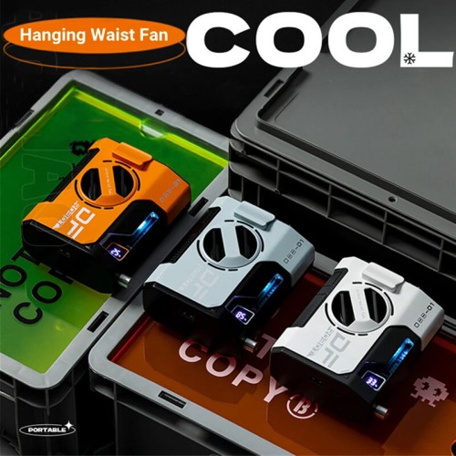 10000mAh Portable Hanging Waist Fan OBB-F1 with HD LED Screen Adjustable Wind Speed Emergency Power Bank Compact and Lightweight Ideal for Outdoor Sports and Activities