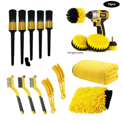 16PC/set Attachable Electric Drill Brushes for Cleaning Pool Tile Flooring Brick Ceramic Marble Grout Bathroom Car