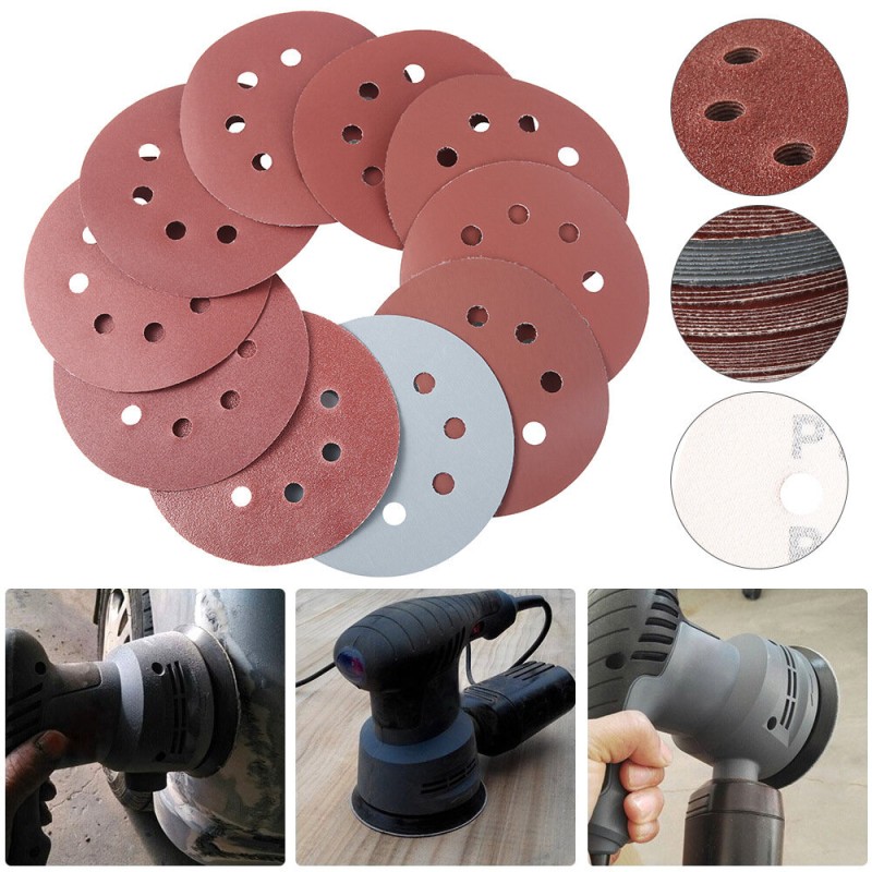 50PC 5 Inch 125mm 8 Holes Abrasive Sand Discs  80 180 240 320 400 800 1000 1500 2000 3000 Grit Sanding Papers