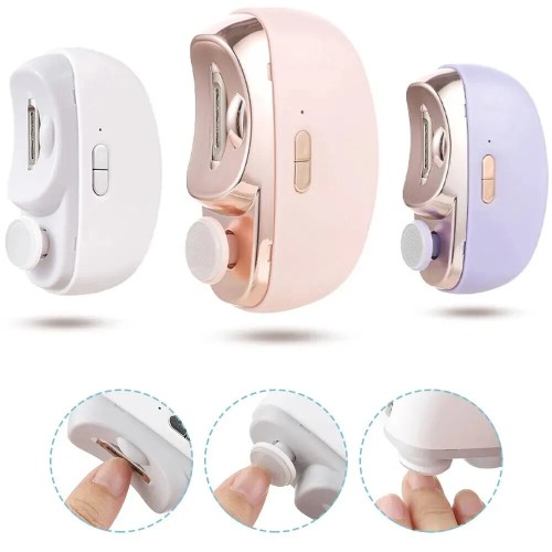 Electric Nail Clipper 2 in 1 Nail Trimmer and Polisher with Dual Motors Type-C Charging Interface 500mAh Battery Capacity Two Speed Gears Portable Safety Light for Home Use and Travel