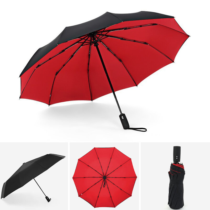 Fully Automatic Double Layer Umbrella Wind-Resistant Design Enhanced Durability with Metal and Fiber Medium Size Water Resistant Available in Multiple Colors