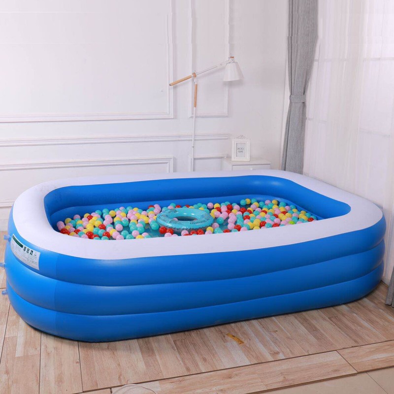 3-Layer Blue And White Inflatable Foldable Portable Swimming Pool Bathtub for Adult Children Home