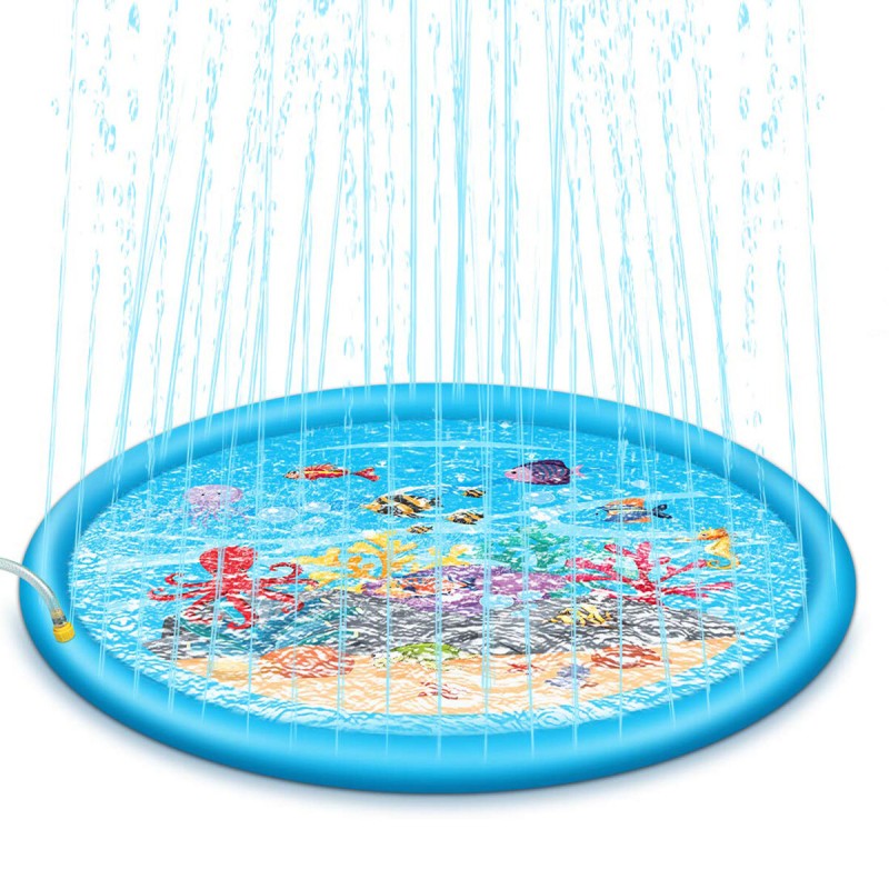 67inch Splash Water Play Mat Sprinkle Splash Play Mat Toy for Outdoor Swimming Beach Lawn Inflatable Sprinkler Pad for Kids