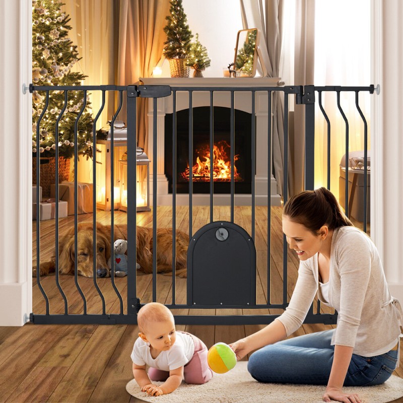 Comomy 31-45'' Extra Wide Baby Gate with Adjustable Door Top of Stairs Pet Gate