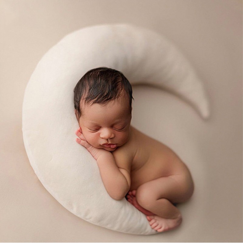 Newborn Photography Props Moon-shape Pillows With Stars Full-moon Baby Photo Shoot Accessories Posing Props Creative Props