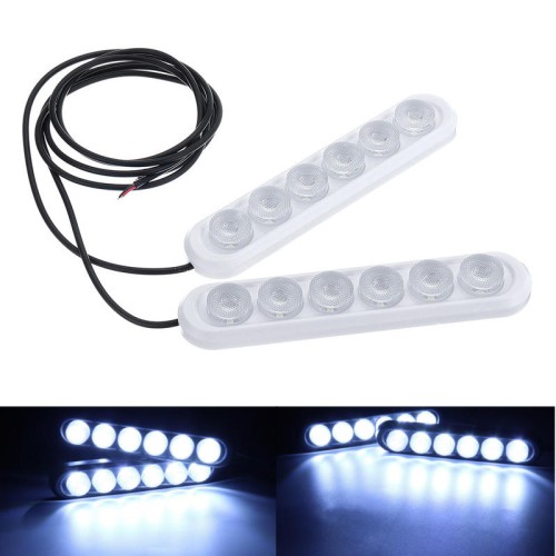 12V 6 LED DRL White Daytime Running Lights Driving Bulbs Daylight Car Fog Lamp