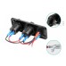 3 in 1 Dual USB Charger LED Voltmeter 12V 24V Power Socket On-Off Switch Panel Black Marine Dual USB Charger Boat Marine Motorcycle Car