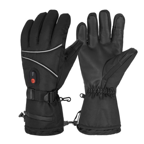 5-Finger Winter Motorcycle Gloves 3 Gears Temperature Adjustment Full Palm Leather Touchscreen Heating with 5000mAh Battery