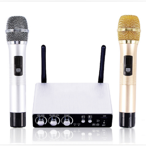 Gitafish K28 Wireless Handheld Microphone System with 2 Cordless Mics and Receiver Box Professional Live Equipment Optional 25 Channels UHF Band Wire