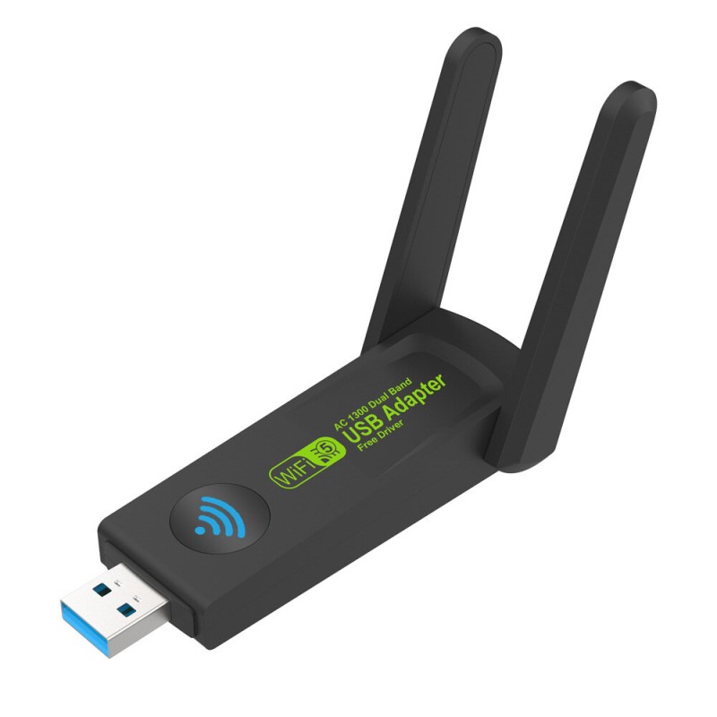 1300Mbps 2.4G/5G Dual Band USB3.0 WiFi Adapter Wifi Dongle USB Network Card Free Driver with External High Gain Dual Antenna for PC Laptop Computer