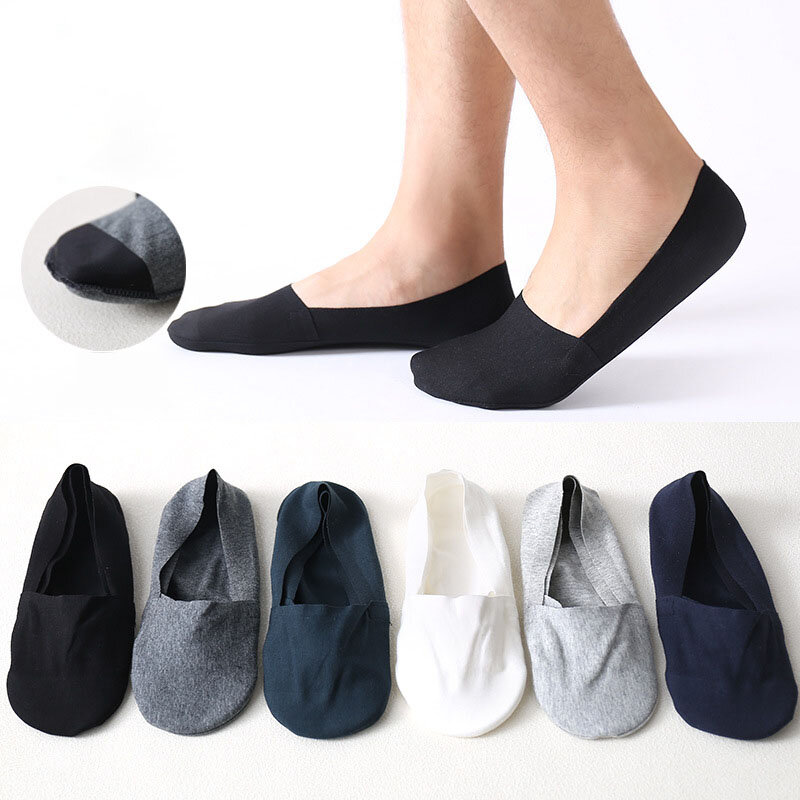 1 Pair Men Cotton Short Sock Anti-slip Boat Socks Spring Summer Autumn Ankle Socks