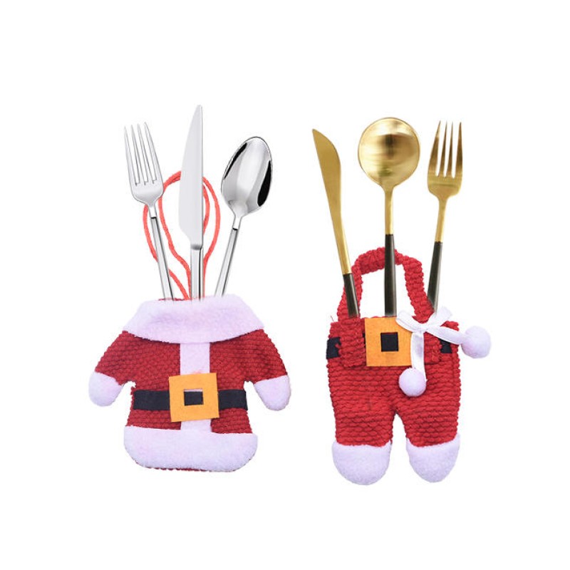 1set Creative Christmas Small Clothes Pants Tableware Sets Kitchen Restaurant Hotel Layout Knife Fork Spoon Set Xmas Decorations