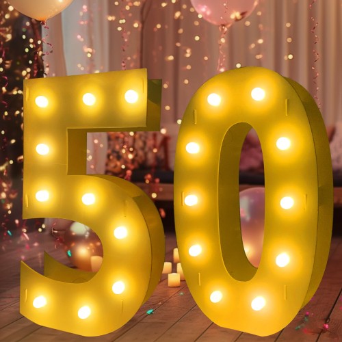 3FT Stereoscopic Balloon Frame Marquee Light-up Number Laminated Cardboard with Easy Assembly Ideal for Celebrations & Outdoor Events Includes Spare Bulb