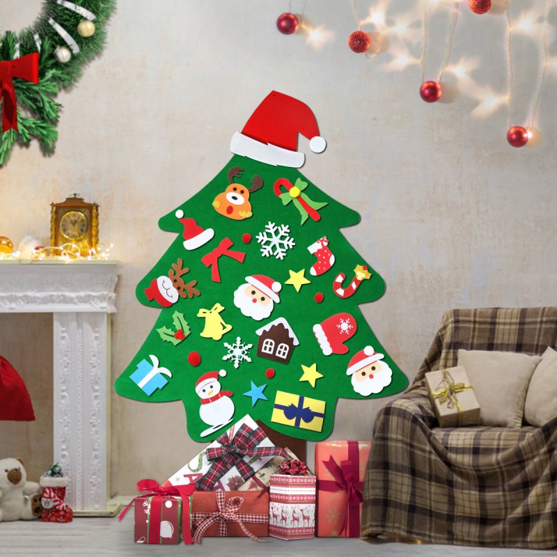 SAFETYON DIY Felt Christmas Tree With 37PCS Ornaments