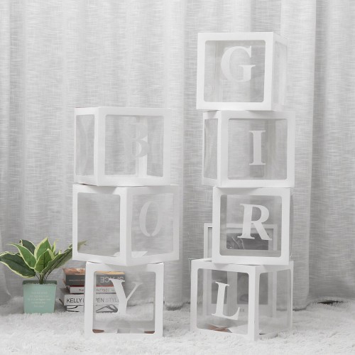 Transparent Alphabet Girl Box Balloons Baby Shower Decorations Gender Reveal Boy Girl One Year Old Party Decor