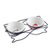 Ceramic Pet Bowl for Food and Water Bowls Pet Feeders Double Bowls Set Fish Shape Metal Stand