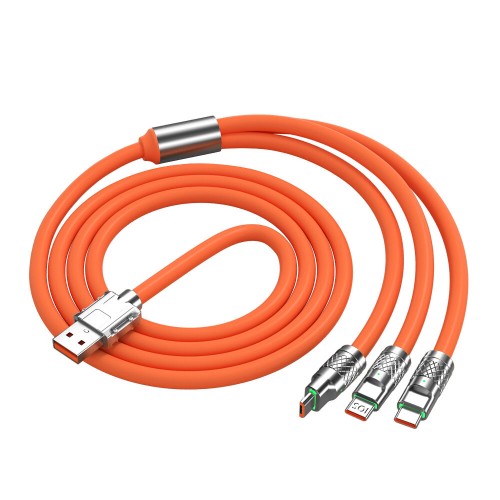 120W USB-A to iP/Type-C/Micro USB Cable Fast Charging Data Transmission Tinned Copper Core Line 1M Long for iPhone 11 12 13 14 14 Pro for Huawei Mate 50 for Samsung Galaxy S23 for Oppo Ren9 for Redmi K60