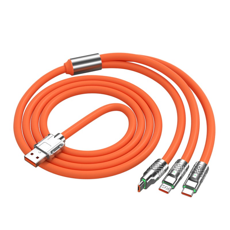 120W USB-A to iP/Type-C/Micro USB Cable Fast Charging Data Transmission Tinned Copper Core Line 1M Long for iPhone 11 12 13 14 14 Pro for Huawei Mate 50 for Samsung Galaxy S23 for Oppo Ren9 for Redmi K60