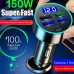 150W 5-Port USB PD Car Charger Adapter 4USB-A+1Type-C PD QC3.0 Fast Charging with Blue LED for iPhone 12 13 14 14 Pro 14Pro Max for Huawei Mate50 for Samsung Galaxy S23 for Xiaomi 13pro