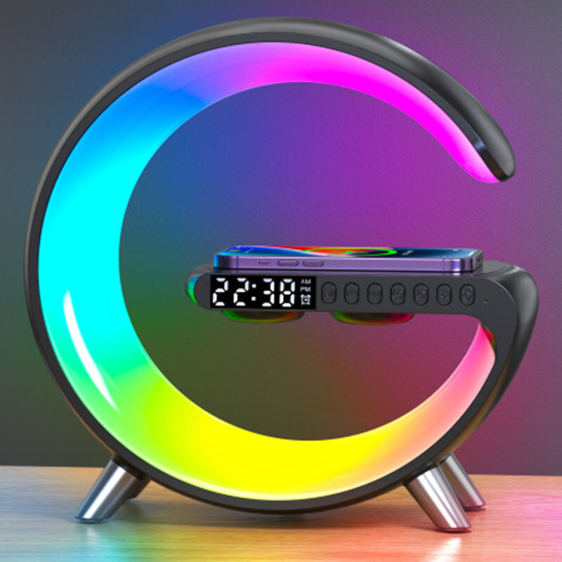 15W 10W 7.5W 5W Multifunctional Wireless Charger Alarm Clock Speaker RGB Light Fast Charging Station for iPhone 15 14 13 for Huawei Mate60 Pro for Samsung Galaxy S23 for Xiaomi 13pro