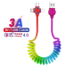 3A 3in 1 USB-A to iP/Type-C/Micro USB Spring Cable Fast Charging Data Transmission Copper Core Line 1M Long for Huawei Mate50 for Samsung Galaxy S23 for Xiaomi 13 for Oppo Reno9 for iPhone 12 13 14 14Pro 14 Pro Max