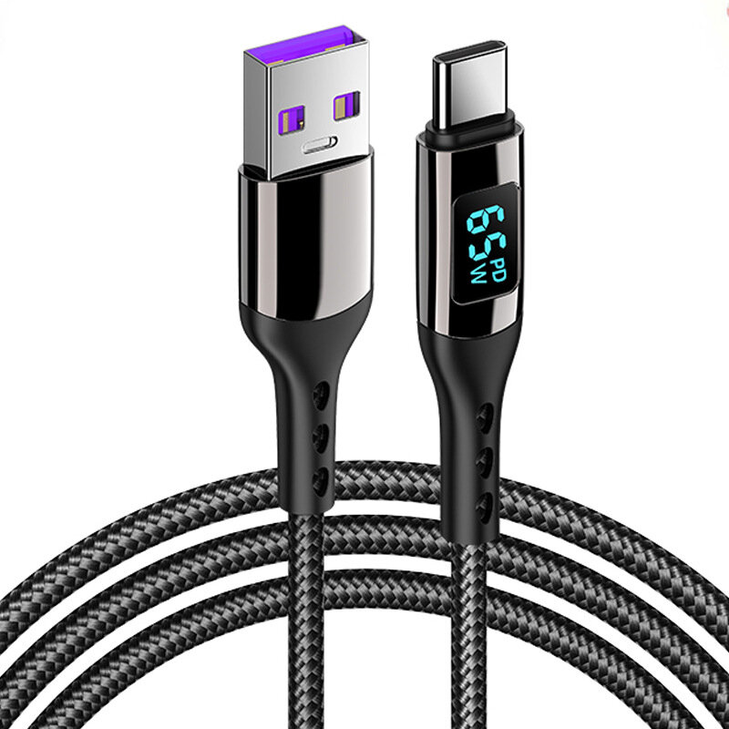 65W USB-A to Type-C Cable Fast Charging Data Transmission Tinned Copper Core Line 1M/2M Long for Huawei Mate50 for Redmi K60 for Xiaomi 13pro for Samsung Galaxy S22 for ViVo X90