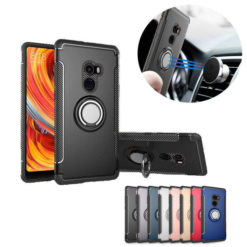 Bakeey Armor Shockproof Magnetic 360° Rotation Ring Holder TPU PC Protective Case For Xiaomi Mix 2 Non-original