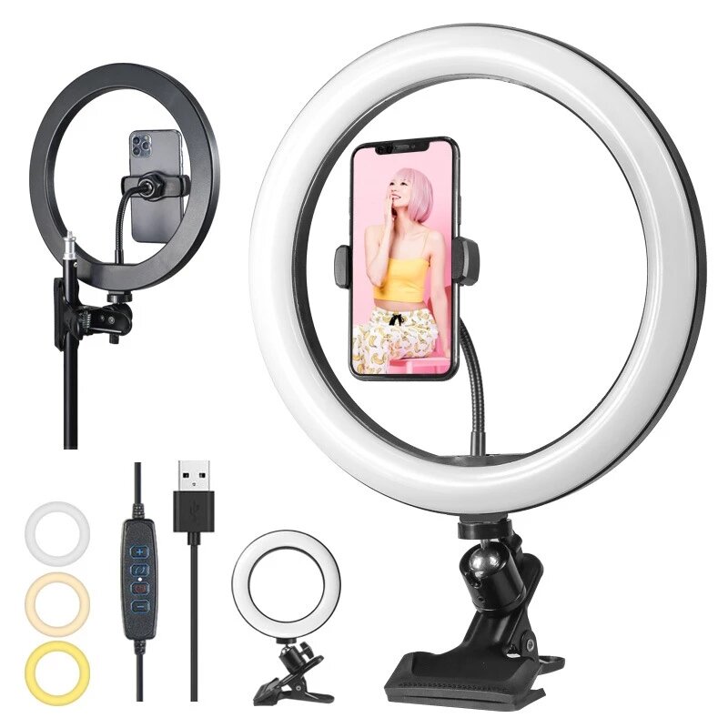 Bakeey Fill Light 10 Inch LED Ring Light Selfie Lighting Beauty Desktop Phone Holder for Live Broadcast