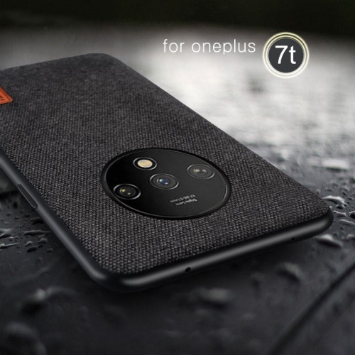 Bakeey Luxury Fabric Splice Soft Silicone Edge Shockproof Protective Case For OnePlus 7T