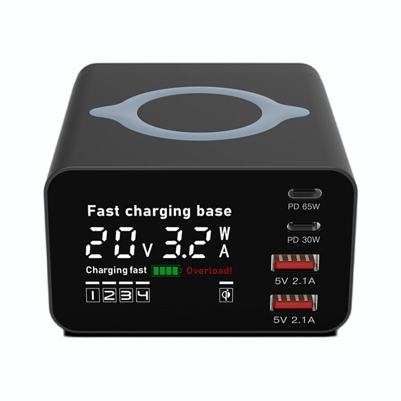 Bakeey WLX-X9C 110W 4-Port USB PD Charger 2USB-A+2USB-C Wireless Fast Charging Desktop Charging Station EU Plug for iPhone 15 14 13 for Huawei Mate60 Pro for Samsung Galaxy Z Flip4 for Xiaomi 14pro