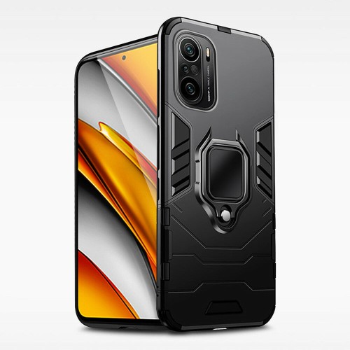 Bakeey for POCO F3 Global Version Case Armor Shockproof Magnetic with 360° Rotation Finger Ring Holder Stand PC Protective Case