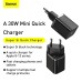 Baseus 30W 1-Port USB PD Charger 30W USB-C PD3.0 QC3.0 Fast Charging Wall Charger Adapter EU Plug for iPhone 15 14 13 for Samsung Galaxy S24 for Xiaomi 14pro for Huawei Mate60 pro