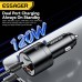 ESSAGER FSJ-009 120W 2-Port USB PD Car Charger Adapter 18W USB QC3.0 100W USB-C PD Fast Charging Digital Display for iPhone 15 15 Plus 15 Pro Max for Xiaomi Civi4 Pro for Huawei Pura 70 Ultra for Samsung Galaxy S24