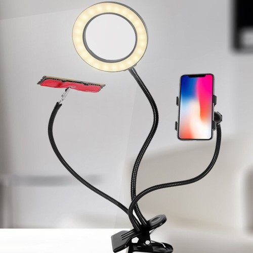 Flexible Arm Stepless Dimmable 3 Color Modes 10X LED Magnifying Lamp with Clamp