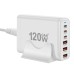 [GaN Tech] 120W 6-Port USB PD Charger 3USB-A+3USB-C Fast Charging Desktop Charging Station EU Plug for iPhone 15 14 13 for Huawei Pura 70 Ultra for Xiaomi 14pro for Samsung Galaxy S24