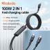 MCDODO 2-In-1 100W Data Cable Support AFC FCP Fast Charging Data Transmission Cord Line 1.2m long For iPhone 13 Pro Max For Samsung Galaxy S22