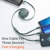 MCDODO 3-In-1 66W Super Charge Retractable Data Cable Support VOOC SCP QC3.0 Fast Charging Data Transmission Cord Line 1.2m long For iPhone 13 Pro Max For Samsung Galaxy S22