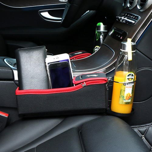 Multifunction PU Leather Car Seat Storage Box Gap Storage Box Mobile Phone Water Cup Holder