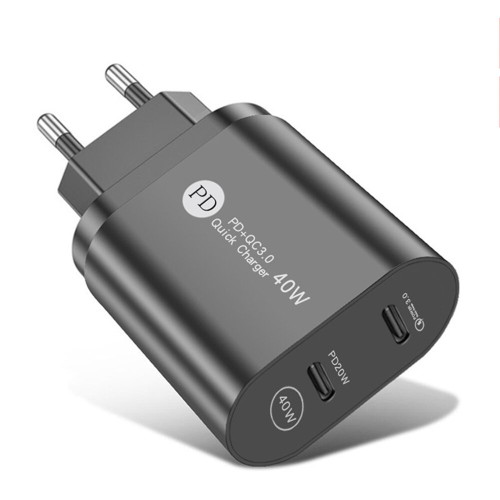 PD40W 2-Port USB PD Charger Dual 20W PD QC3.0 Fast Charging Wall Charger Adapter EU Plug for iPhone 12 13 14 14Pro 14 Pro Max for Huawei Mate50 for Samsung Galaxy Z Fold4 for Xiaomi 13Pro for Redmi K60